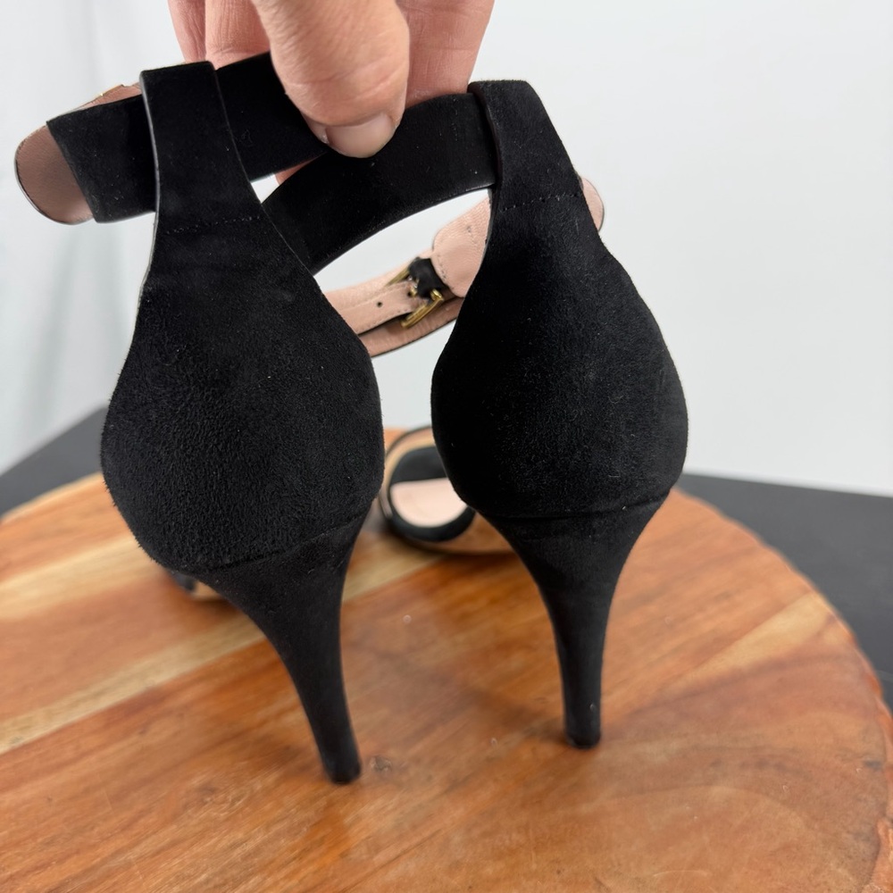 Celine Paris Black Suede Leather Sandal Ankle Strap Heels - EU 38.5 - Picture 6 of 9